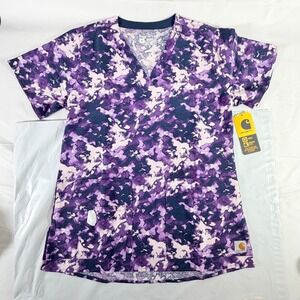 Carhartt Women Regular‎ XS Force Cross-Flex Modern Fit V-Neck Print Scrub Top
